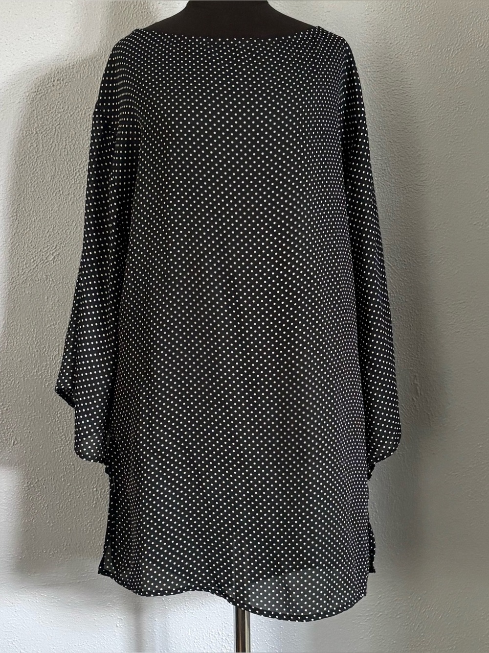 Islander Black and White Polka Dots Sheer Swim Suit Cover Up Womens Size L